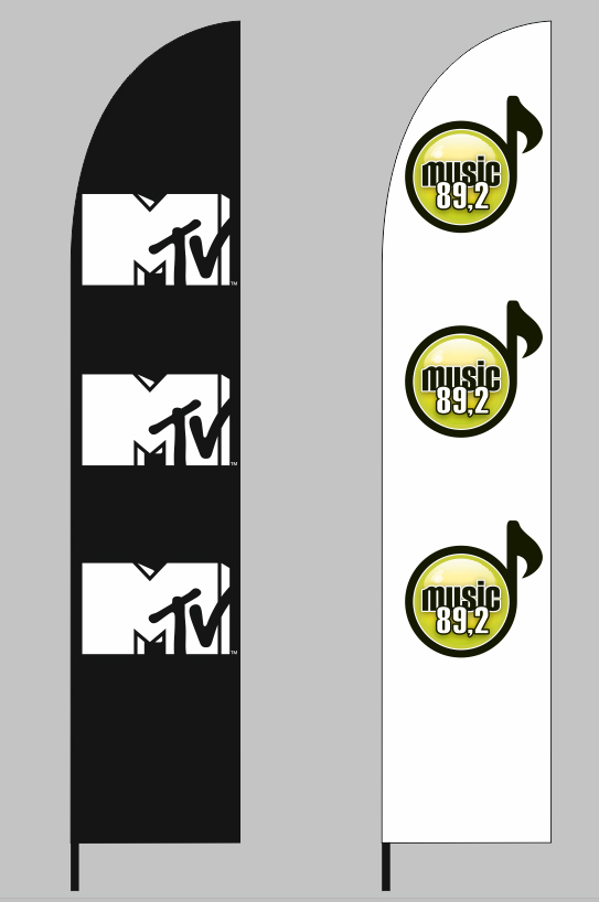 promotional feather flags for the companies MTV GREECE and MUSIC 89_2